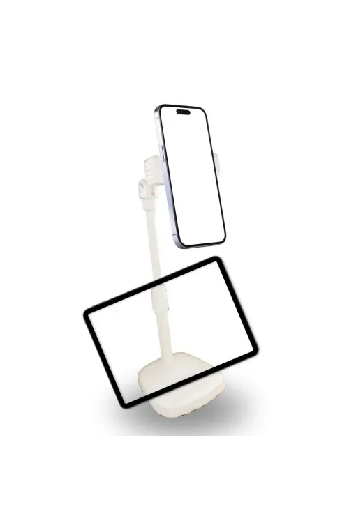 ieg™   Masa Üstü Tablet ve Telefon Tutucu Plastik Aparat Beyaz Telefon Standı