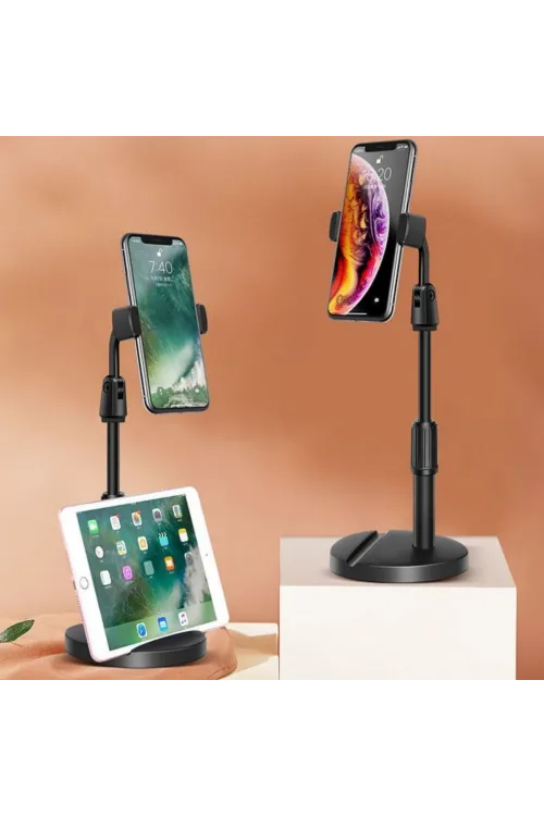 ieg™  Masa Üstü Tablet ve Telefon Tutucu Plastik Aparat Siyah Telefon Standı