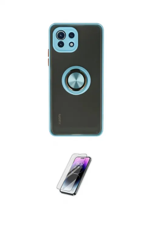 ieg™ Mİ 11 Lite Kılıf Yörünge Çizgi - Şeffaf Pasifik Cam Ekran Koruyucu