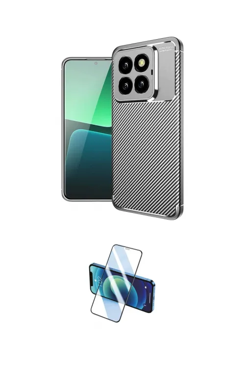 ieg™ Mi 14T Pro Kılıf Eksen Form Prime - Siyah 3D Antistatik Cam Ekran Koruyucu