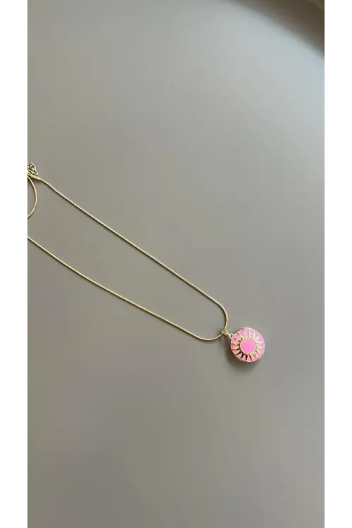 IEG - Mineli Kapaklı Kolye - Pembe