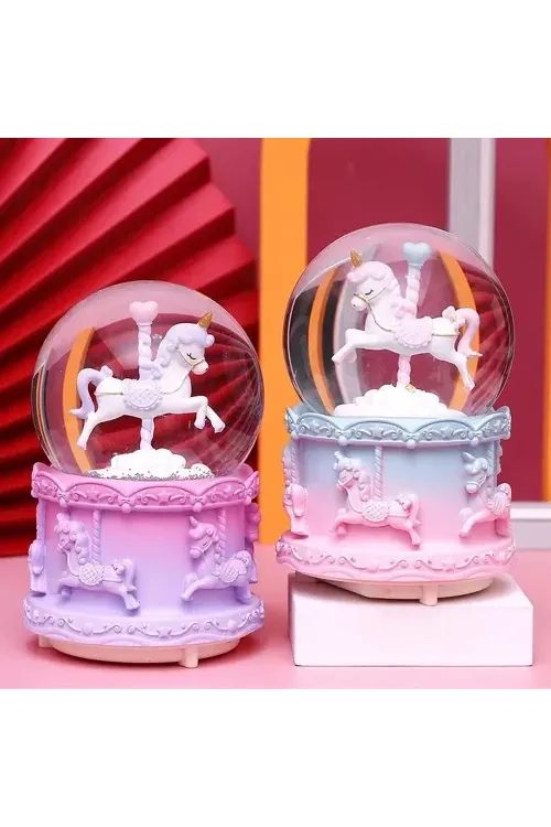 Mini Boy Işıklı Unicorn Kar Küresi