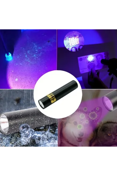 Mini Cep Boy USB İle Şarj Olan Oje Kurutucu Sahte Para Kontol LED UV Mor Işık El Feneri