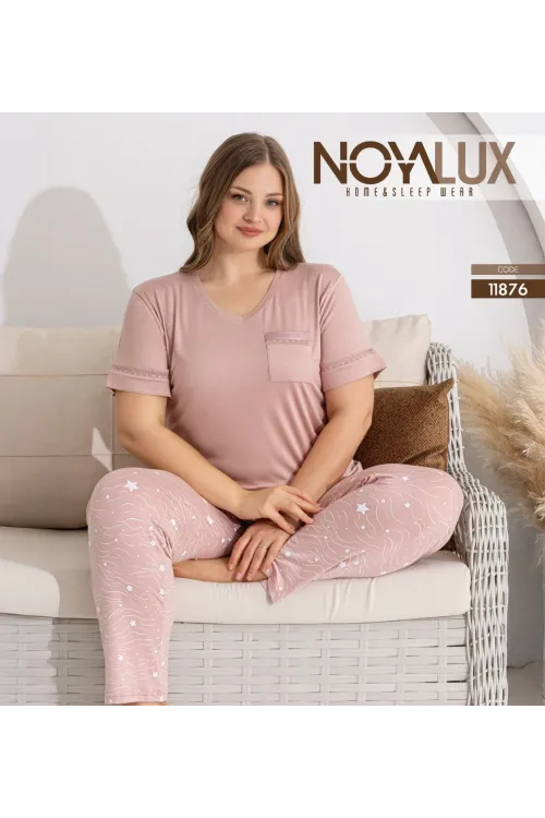ieg™ Noyalux 11876 Kadın Battal Kısa Kollu Pijama Takımı