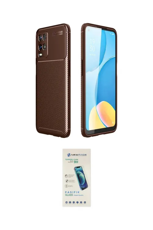 ieg™ Oppo A54 4G Kılıf Eksen Form Prime - Şeffaf Pasifik Cam Ekran Koruyucu
