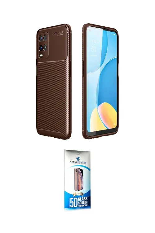 ieg™ Oppo A54 4G Kılıf Eksen Form Prime - Siyah 5D Eko Cam Ekran Koruyucu
