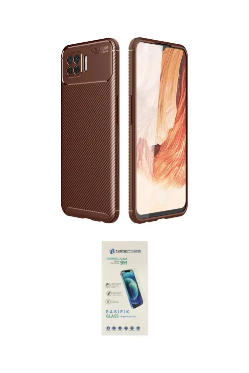 ieg™ Oppo A73 Kılıf Eksen Form Prime - Şeffaf Pasifik Cam Ekran Koruyucu