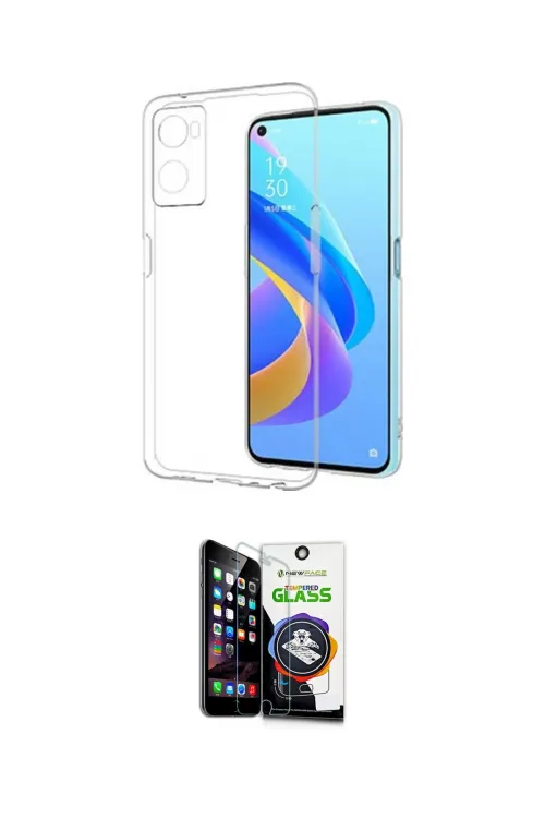 ieg™ Oppo A96 Kılıf Zirve Doku - Şeffaf Temperli Cam Ekran Koruyucu