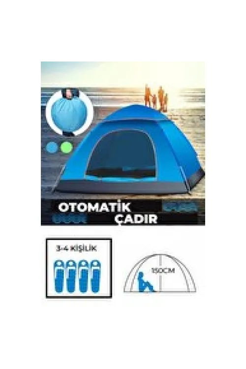 Otomatik Havada Açılan Su Geçirmez Çadır 4 Kişilik