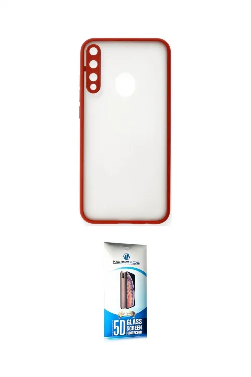 ieg™ P40 Lite E Kılıf Ahenk Çizgi Serisi - Siyah 5D Eko Cam Ekran Koruyucu