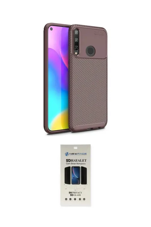 ieg™ P40 Lite E Kılıf Eksen Form Prime - Siyah 5D Hayalet Cam Ekran Koruyucu