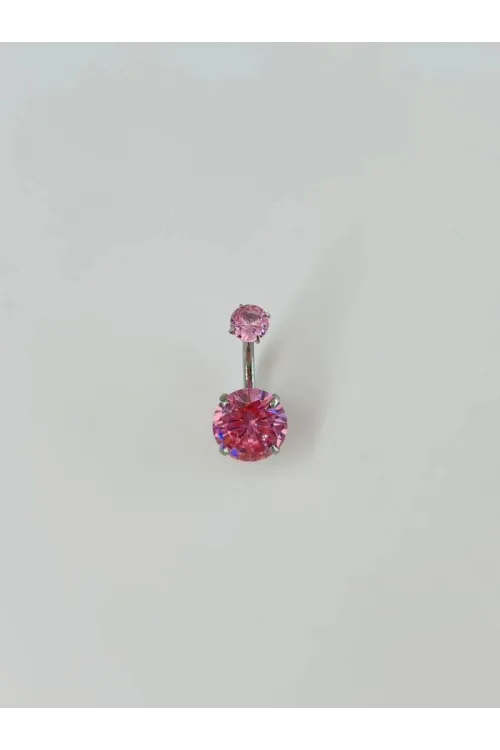 IEG - Pembe Taşlı Göbek Piercing