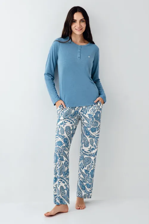 ieg™ Pierre Cardin 9075-S Kadın Uzun Kol Pijama Takım