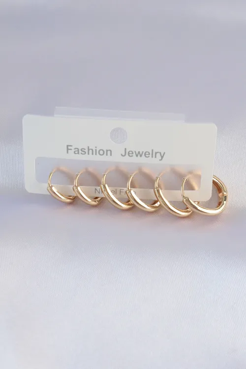 Pirinç Gold Renk Oval Küpe Seti TJ-BKP8998