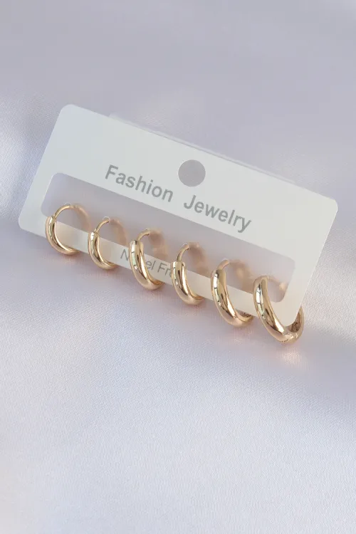 Pirinç Gold Renk Oval Küpe Seti TJ-BKP9002