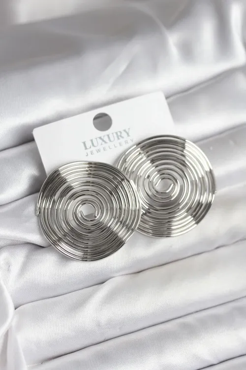 Pirinç Gümüş Renk Circle Model Kadın Küpe TJ-BKP11436