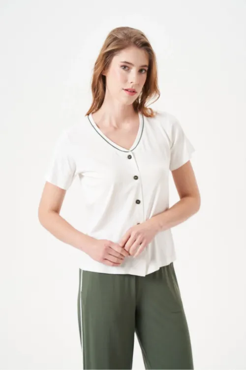 ieg™ PJS 29022 Kadın Düğmeli Pijama Takım