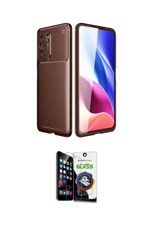 ieg™ Poco F3 Kılıf Eksen Form Prime - Şeffaf Temperli Cam Ekran Koruyucu