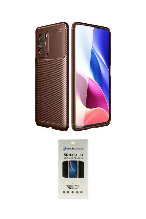 ieg™ Poco F3 Kılıf Eksen Form Prime - Siyah 5D Hayalet Cam Ekran Koruyucu