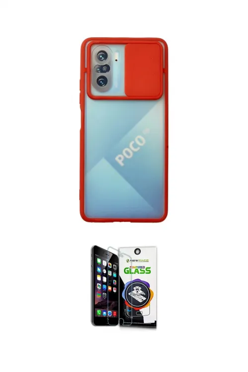 ieg™ Poco F3 Kılıf Vadi Çizgi - Şeffaf Temperli Cam Ekran Koruyucu
