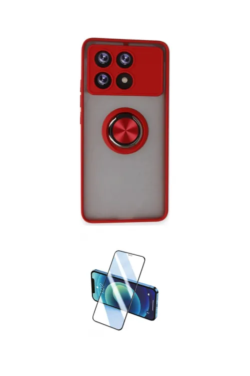 ieg™ Poco X6 Pro Kılıf Yörünge Çizgi - Siyah 3D Antistatik Cam Ekran Koruyucu