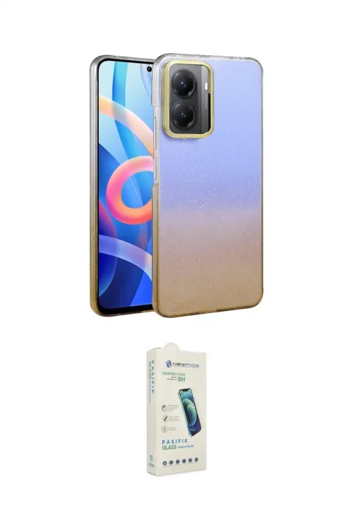 ieg™ Poco X7 Pro Kılıf Kıvılcım Minimal Özel Seri - Şeffaf Pasifik Cam Ekran Koruyucu