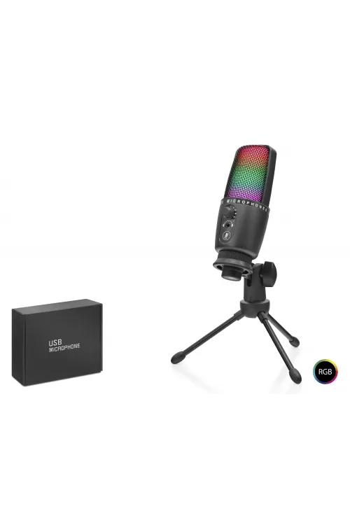 Profesyonel Gaming Rgb Mikrofon Dokunmatik Mute Ve Gain Kontrollü Type-C - Siyah ME31