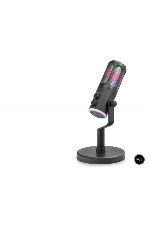 Profesyonel Gaming Rgb Mikrofon Dsp Gürültü Engelleme Reverb Echo Destekli Type-C - Siyah SU8
