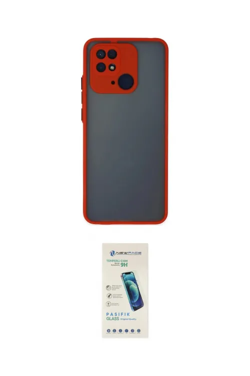 ieg™ Redmi 10C Kılıf Ahenk Çizgi Serisi - Şeffaf Pasifik Cam Ekran Koruyucu