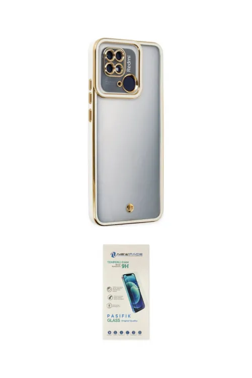 ieg™ Redmi 10C Kılıf Çekirdek Klasik Serisi - Şeffaf Pasifik Cam Ekran Koruyucu