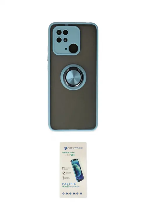 ieg™ Redmi 10C Kılıf Yörünge Çizgi - Şeffaf Pasifik Cam Ekran Koruyucu