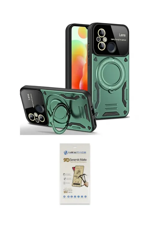 ieg™ Redmi 12C Kılıf Kıvılcım Modern Serisi - Siyah Mat Seramik Nano Ekran Koruyucu