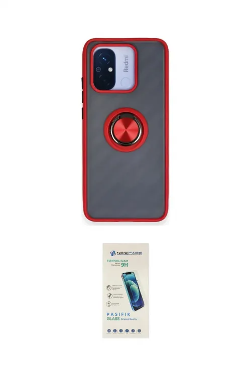 ieg™ Redmi 12C Kılıf Yörünge Çizgi - Şeffaf Pasifik Cam Ekran Koruyucu