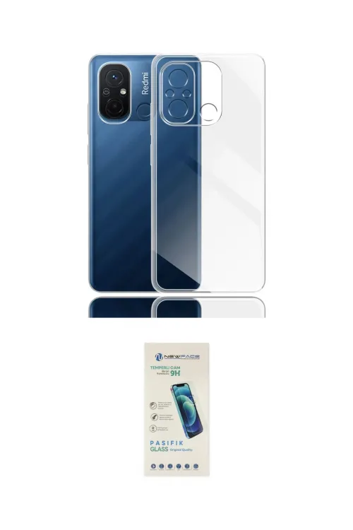 ieg™ Redmi 12C Kılıf Zirve Doku - Şeffaf Pasifik Cam Ekran Koruyucu
