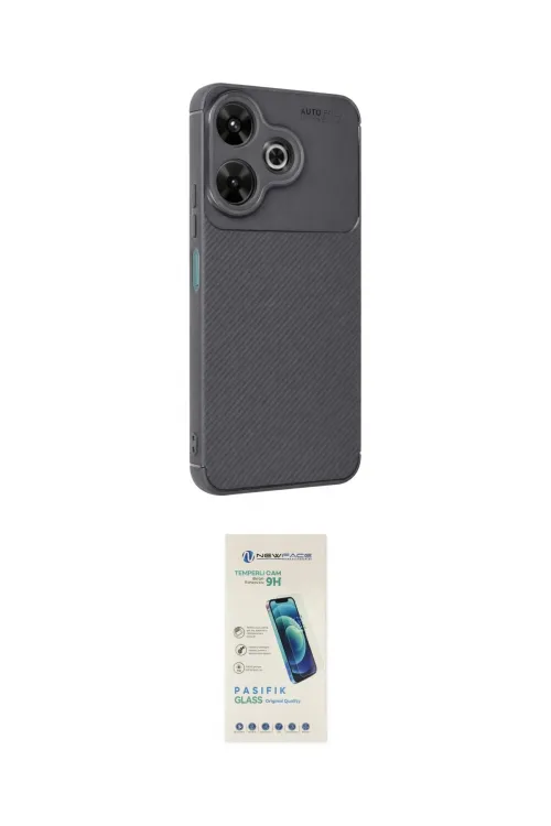 ieg™ Redmi 13 4G Kılıf Eksen Form Prime - Şeffaf Pasifik Cam Ekran Koruyucu