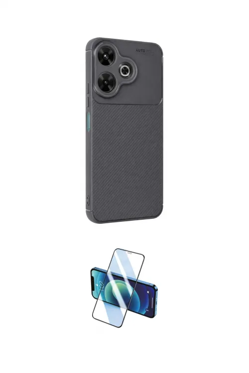 ieg™ Redmi 13 4G Kılıf Eksen Form Prime - Siyah 3D Antistatik Cam Ekran Koruyucu