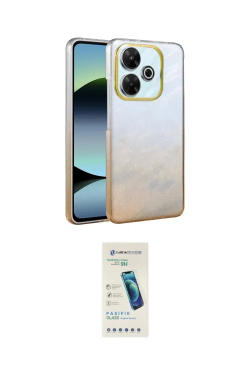 ieg™ Redmi 13 4G Kılıf Kıvılcım Minimal Özel Seri - Şeffaf Pasifik Cam Ekran Koruyucu