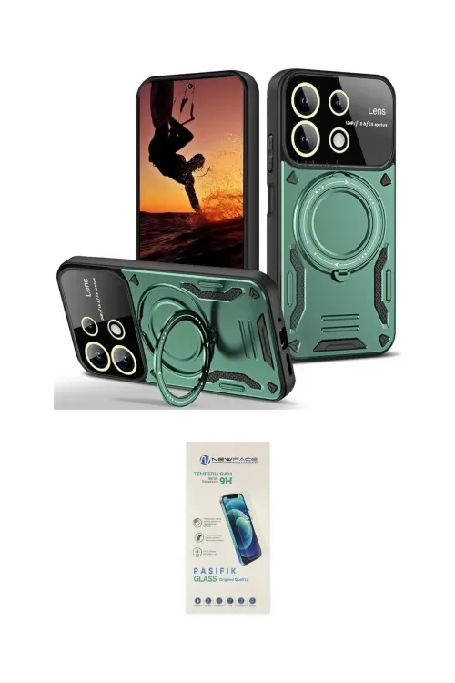 ieg™ Redmi 13 4G Kılıf Kıvılcım Modern Serisi - Şeffaf Pasifik Cam Ekran Koruyucu