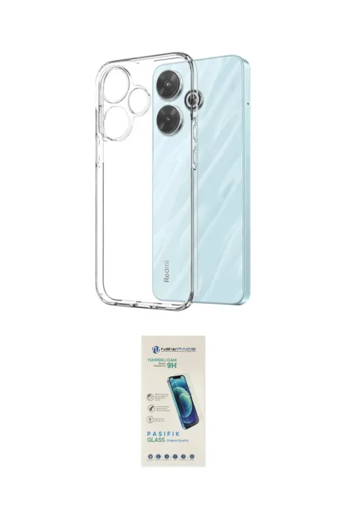 ieg™ Redmi 13 4G Kılıf Zirve Doku - Şeffaf Pasifik Cam Ekran Koruyucu