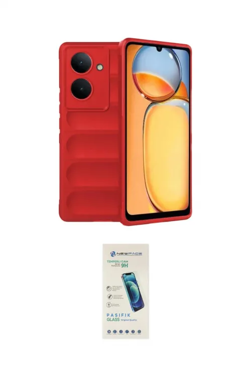 ieg™ Redmi 13C Kılıf Atlas Koleksiyonu - Şeffaf Pasifik Cam Ekran Koruyucu