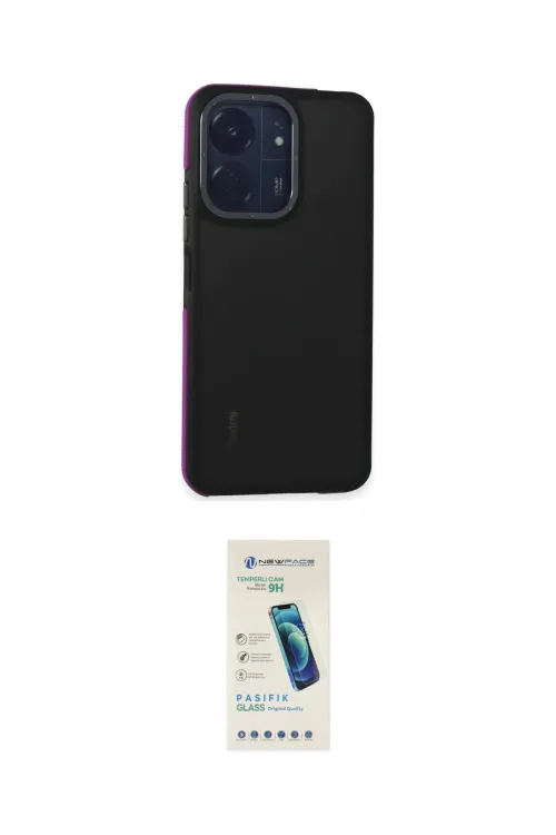 ieg™ Redmi 13C Kılıf Eksen Işık - Şeffaf Pasifik Cam Ekran Koruyucu