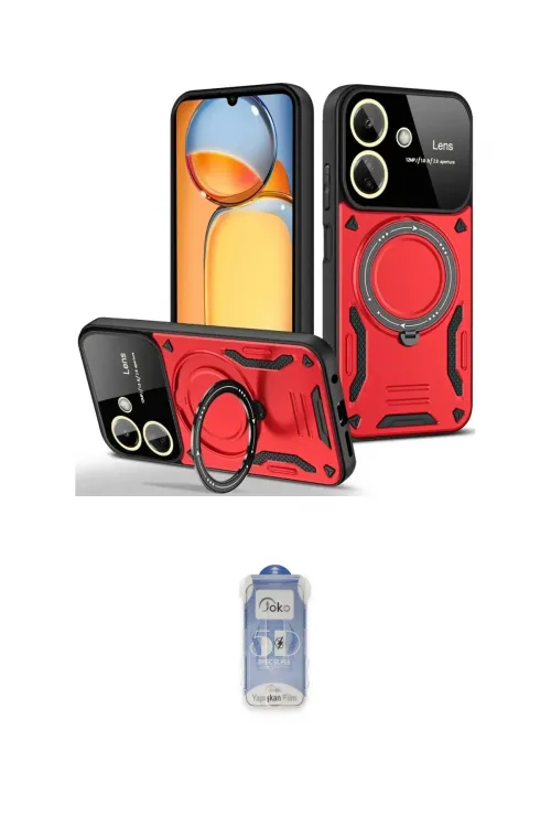 ieg™ Redmi 13C Kılıf Kıvılcım Modern Serisi - Siyah Joko Magic 5D Cam