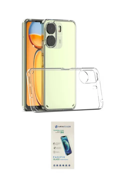 ieg™ Redmi 13C Kılıf Zirve Doku - Şeffaf Pasifik Cam Ekran Koruyucu