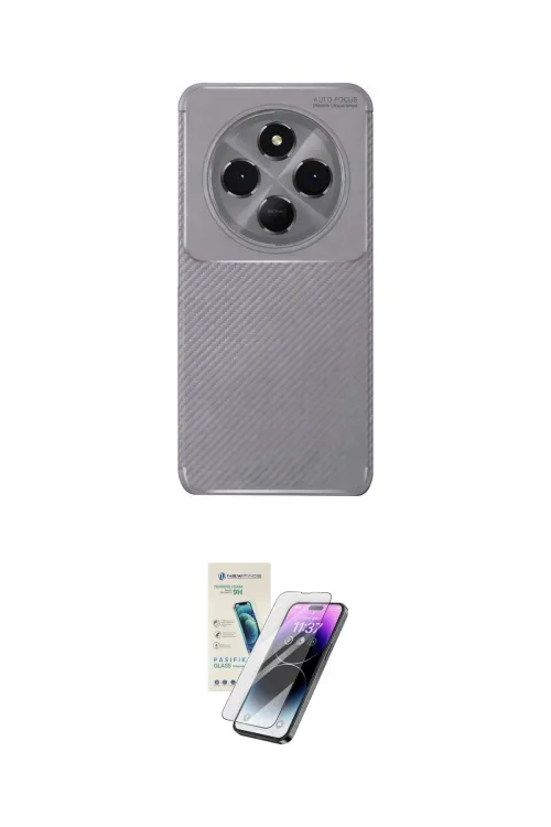 ieg™ Redmi 14C Kılıf Eksen Form Prime - Şeffaf Pasifik Cam Ekran Koruyucu
