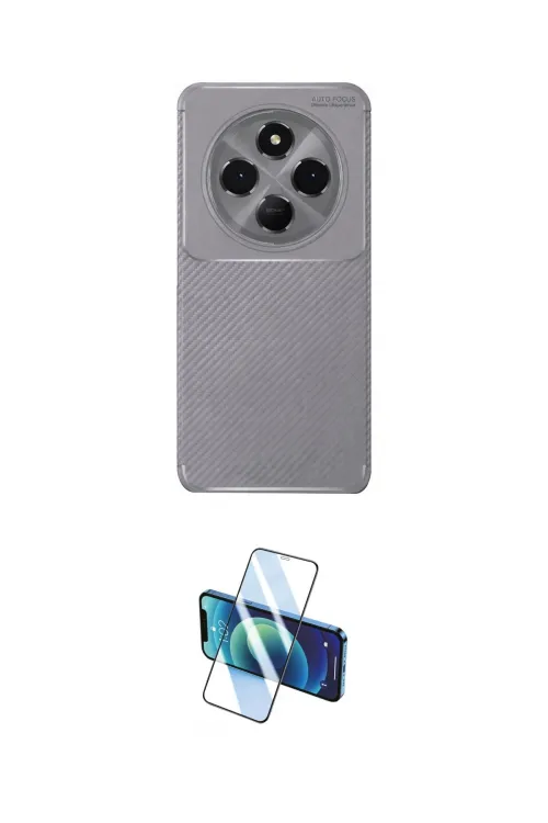 ieg™ Redmi 14C Kılıf Eksen Form Prime - Siyah 3D Antistatik Cam Ekran Koruyucu