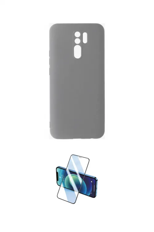 ieg™ Redmi 9 Kılıf Ahenk Serisi - Siyah 3D Antistatik Cam Ekran Koruyucu