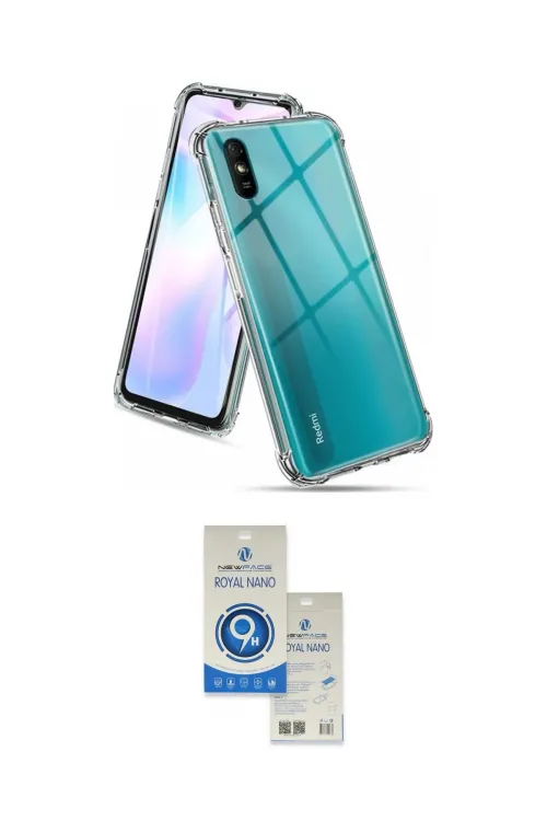 ieg™ Redmi 9A Kılıf İz Form Prime - Şeffaf Royal Nano Ekran Koruyucu