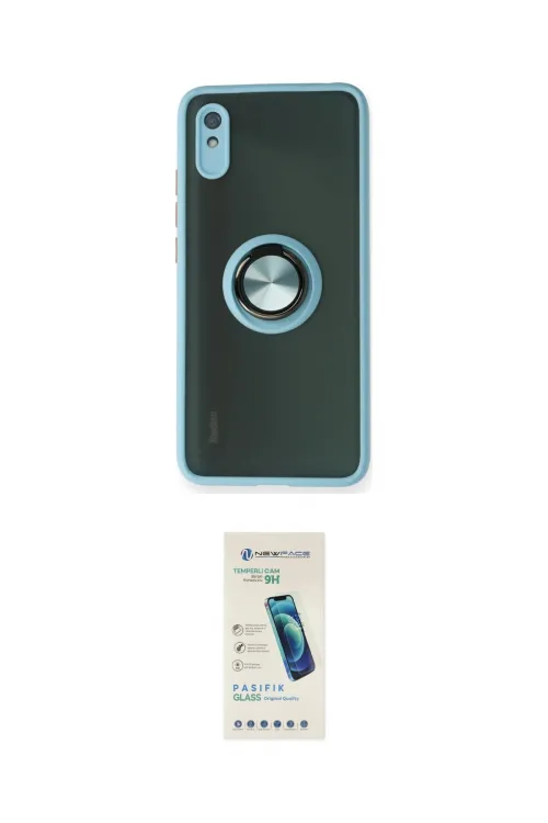 ieg™ Redmi 9A Kılıf Yörünge Çizgi - Şeffaf Pasifik Cam Ekran Koruyucu