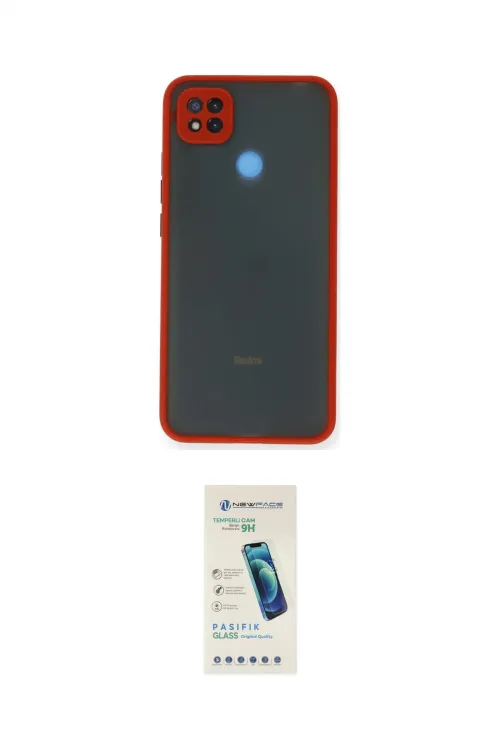 ieg™ Redmi 9C Kılıf Ahenk Çizgi Serisi - Şeffaf Pasifik Cam Ekran Koruyucu