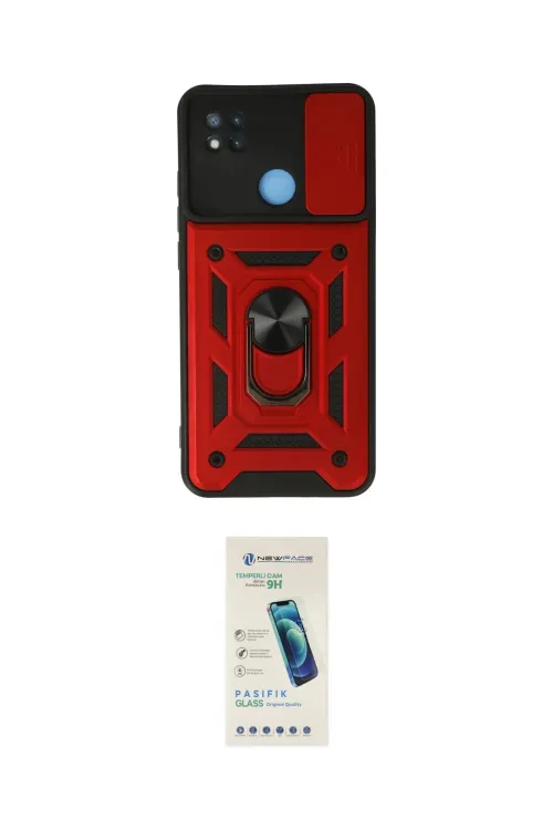 ieg™ Redmi 9C Kılıf Ahenk Klasik - Şeffaf Pasifik Cam Ekran Koruyucu
